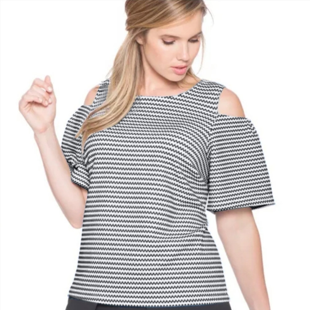 Eloquii Textured Knit Cold Shoulder Top